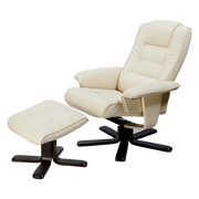 PU Leather Massage Chair Recliner Ottoman Lounge Remote White