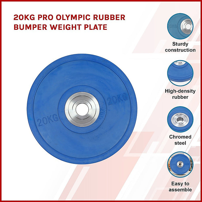 20kg Pro Olympic Rubber Bumper Weight Plate
