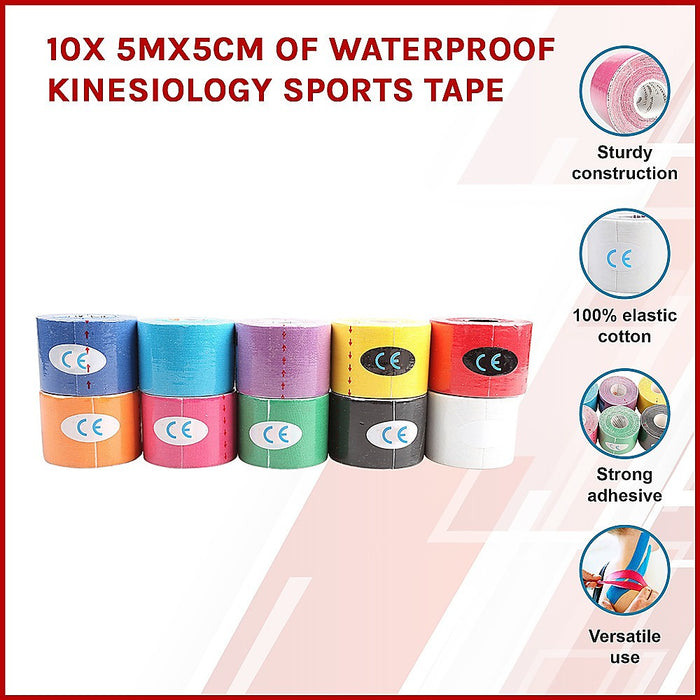 Waterproof Kinesiology Sports Tape - 10 Pack