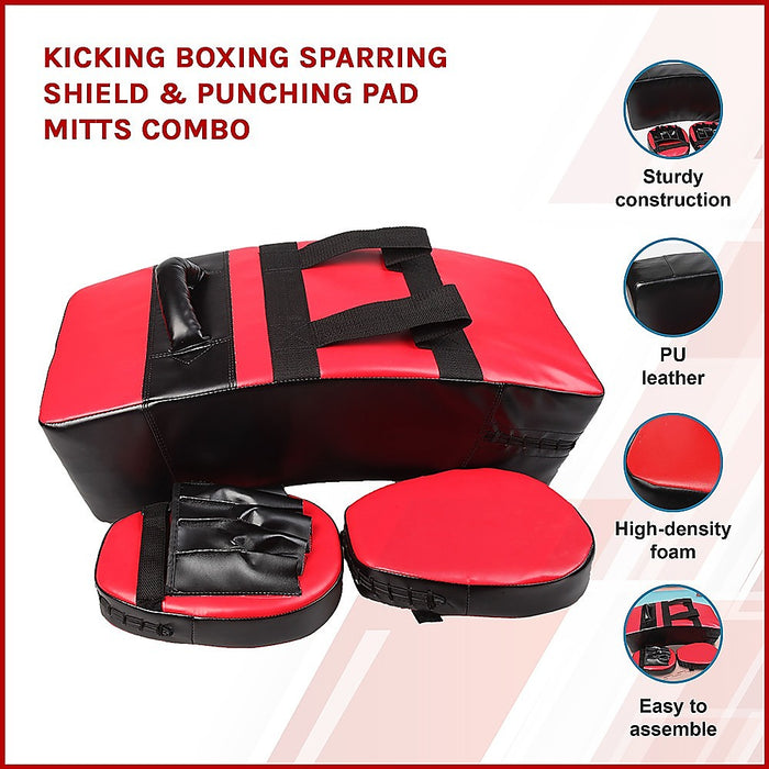 Kicking Boxing Sparring Shield & Punching Pad Mitts Combo