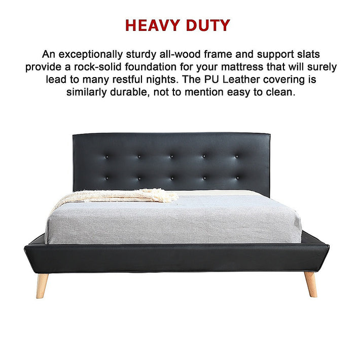 Double PU Leather Deluxe Bed Frame
