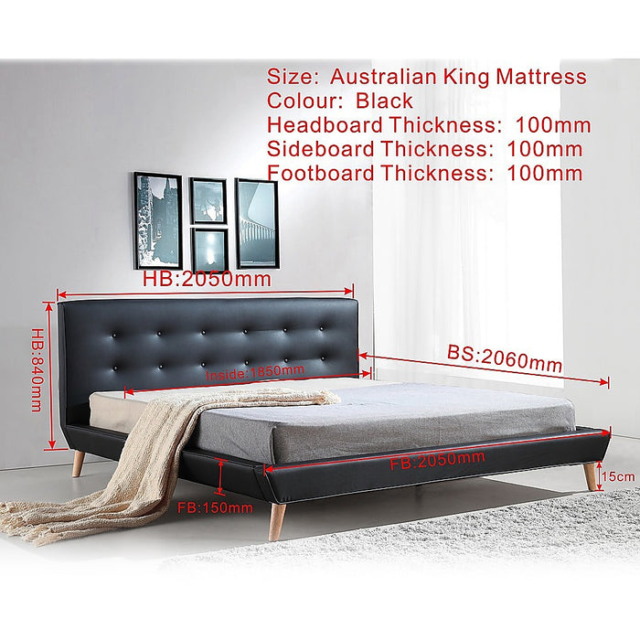 King PU Leather Deluxe Bed Frame