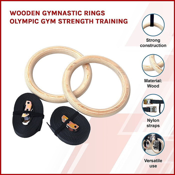 Wooden Gymnastic Rings Olympic Gym Strength Training