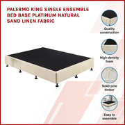 Palermo King Single Ensemble Bed Base Linen Fabric