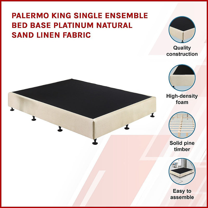 Palermo King Single Ensemble Bed Base Linen Fabric