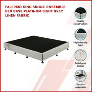 Palermo King Single Ensemble Bed Base Linen Fabric