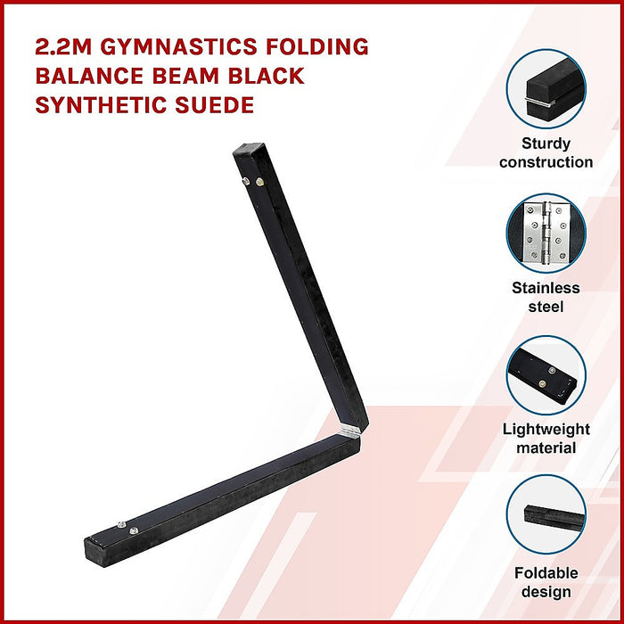 Gymnastics Folding Balance Beam Black Synthetic Suede