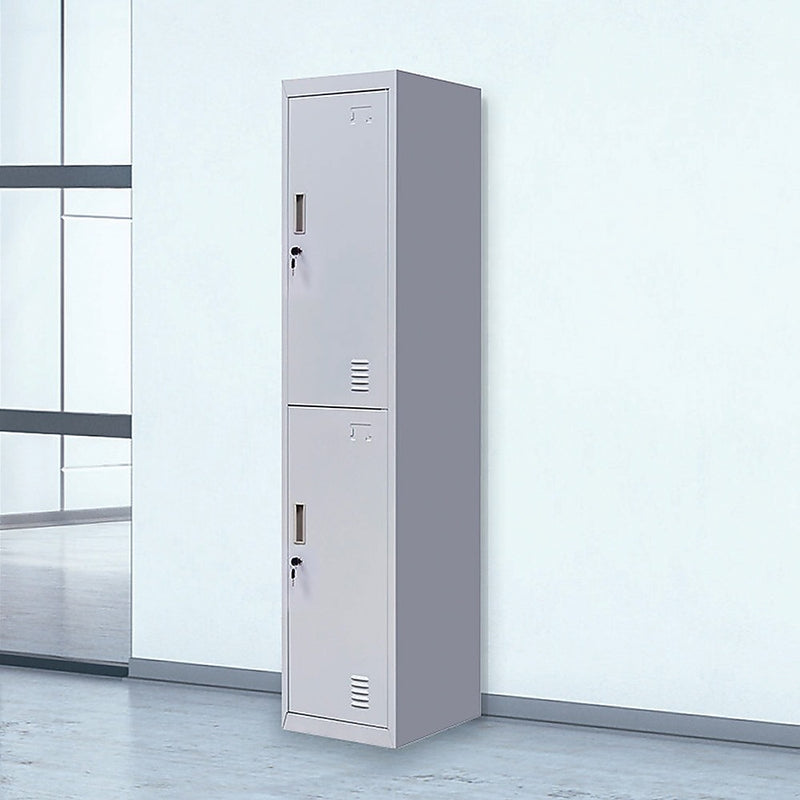 Standard Lock 2-Door Vertical Locker for Office Gym Shed School Home Storage
