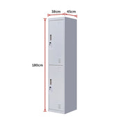 Standard Lock 2-Door Vertical Locker for Office Gym Shed School Home Storage
