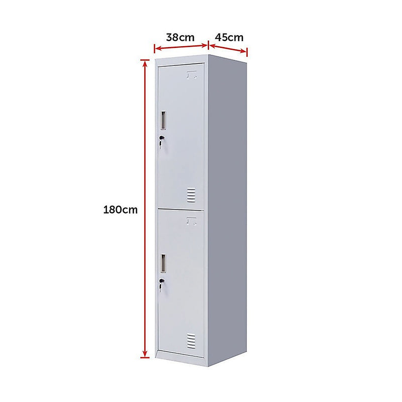 Standard Lock 2-Door Vertical Locker for Office Gym Shed School Home Storage