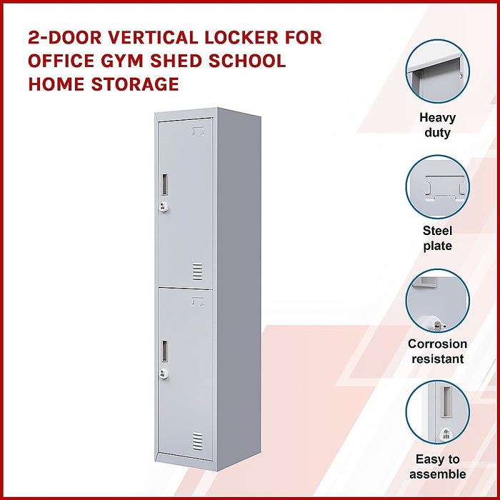 3-Digit Combination Lock 2-Door Vertical Locker for Office Gym Shed School Home Storage