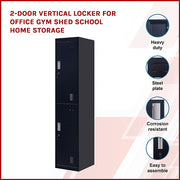 Standard Lock 2-Door Vertical Locker for Office Gym Shed School Home Storage