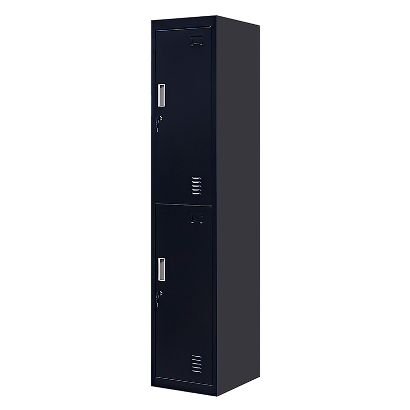 Standard Lock 2-Door Vertical Locker for Office Gym Shed School Home Storage Black