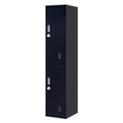 3-Digit Combination Lock 2-Door Vertical Locker for Office Gym Shed School Home Storage Black