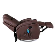 Brown Massage Sofa Chair Recliner 360 Degree Swivel PU Leather Lounge 8 Point Heated