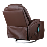 Brown Massage Sofa Chair Recliner 360 Degree Swivel PU Leather Lounge 8 Point Heated