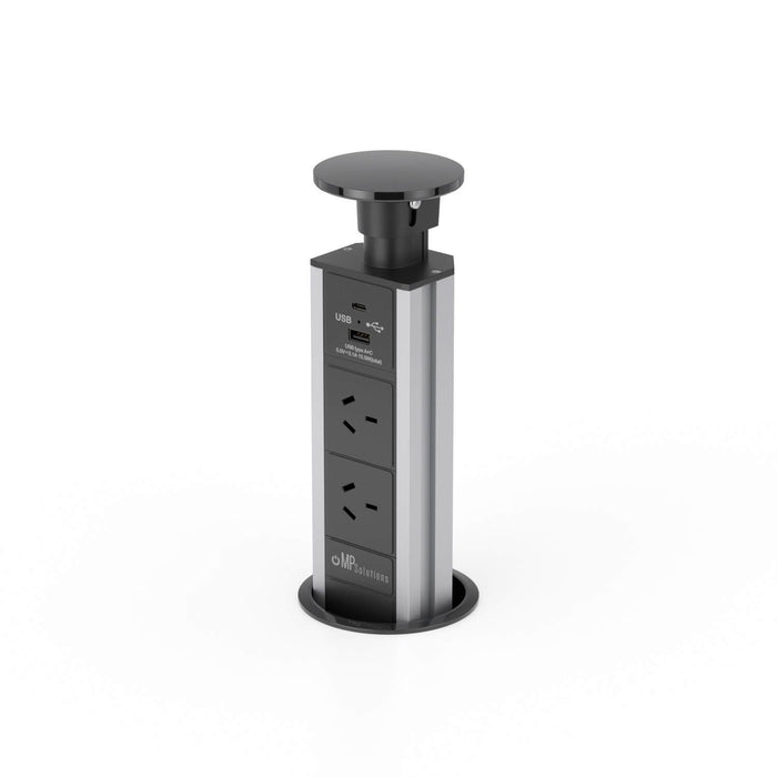 Brushed Stainless Steel, Black Face, Pop Up Power Outlet