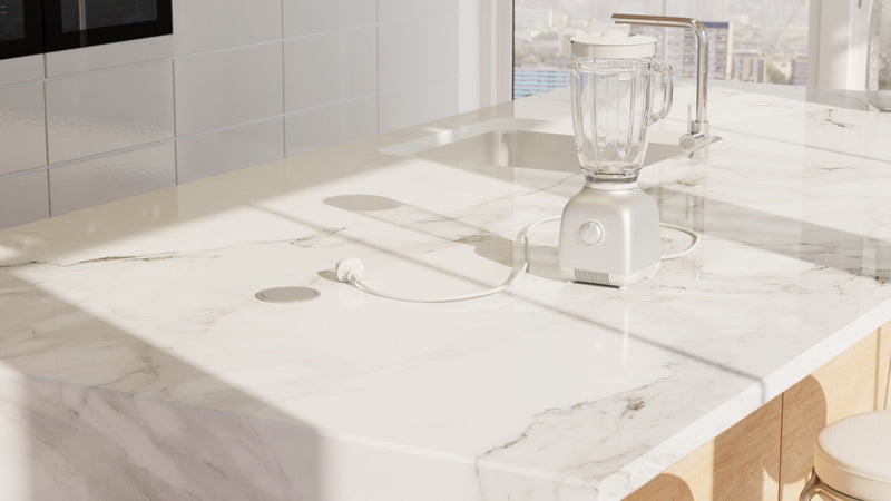 Glossy Silver Top, Pop Up Power Outlet