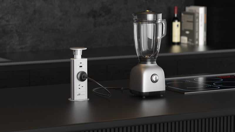 Glossy Silver Top, Pop Up Power Outlet