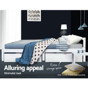 Artiss King Single Size Wooden Bed Frame Mattress Base Timber Platform White