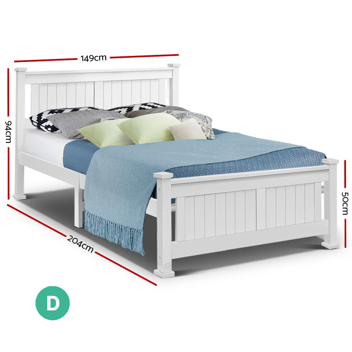 Double Size Wooden Bed Frame - White