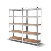 Giants Warehouse Shelving Rack Racking Garage Metal Storage Shelves 1.8 M Set of 2 Silver