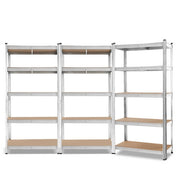 Giants Warehouse Shelving Rack Racking Garage Metal Storage Shelves 1.8 M Set of 3 Silver