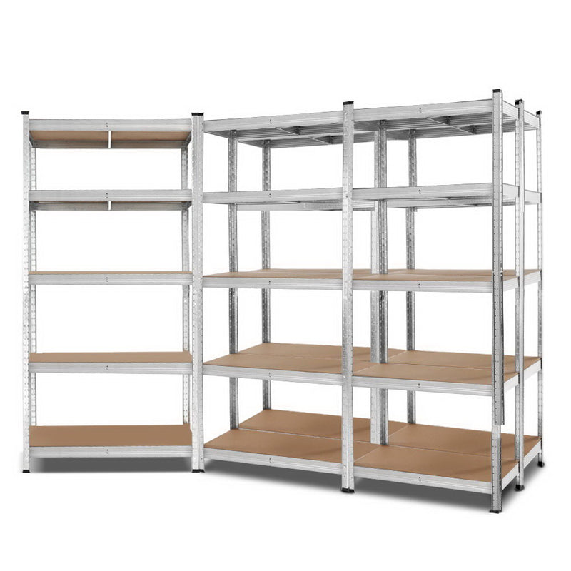 Giants Warehouse Shelving Rack Racking Garage Metal Storage Shelves 1.8 M Set of 5 Silver