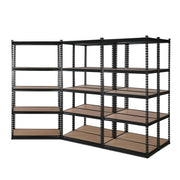 5 Shelves Steel Warehouse Shelving Racking Garage Storage Rack Set of 5 Black 1.5 M
