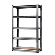 5 Shelves Steel Warehouse Shelving Racking Garage Storage Rack Single Grey 1.8 M