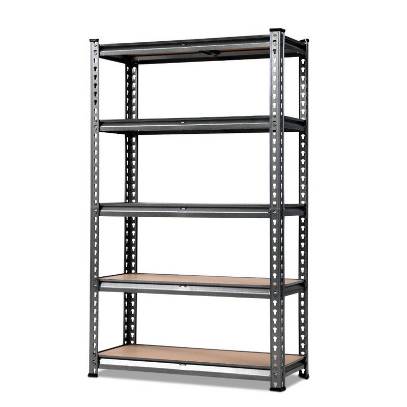 5 Shelves Steel Warehouse Shelving Racking Garage Storage Rack Single Grey 1.8 M