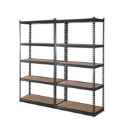5 Shelves Steel Warehouse Shelving Racking Garage Storage Rack Set of 2 Grey 1.8 M