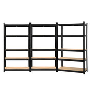Giants Warehouse Shelving Rack Racking Garage Metal Storage Shelves 1.8 M Set of 3 Black