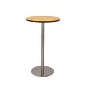 Rapidline Circular Dry Bar Table with flat Disc Base 600mmD x 1050mmH Beech Stainlees Steel