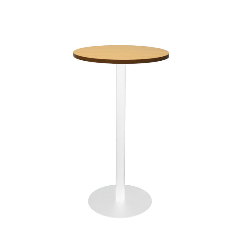 Rapidline Circular Dry Bar Table with flat Disc Base 600mmD x 1050mmH Beech White