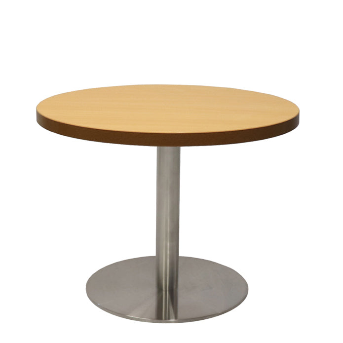 Rapidline Disc Base Coffee Table 600mmD x 425mmH Stainless Steel Beech