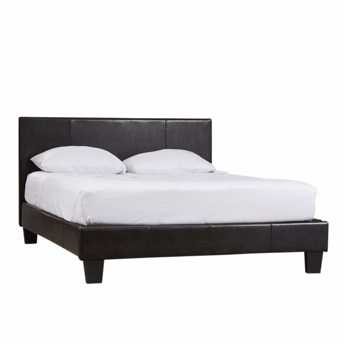 black leather double bed
