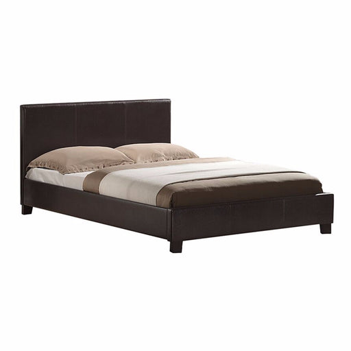 brown leather double bed