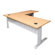 Rapidline Span Corner Desk With Beech Top Precious Sliver