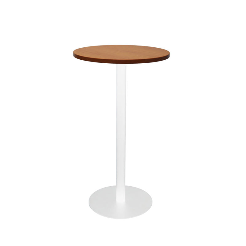 Rapidline Circular Dry Bar Table with flat Disc Base 600mmD x 1050mmH Cherry White