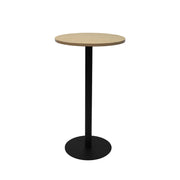 Rapidline Circular Dry Bar Table with flat Disc Base 600mmD x 1050mmH Natural Oak Black