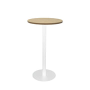 Rapidline Circular Dry Bar Table with flat Disc Base 600mmD x 1050mmH Natural Oak White