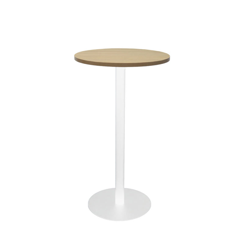 Rapidline Circular Dry Bar Table with flat Disc Base 600mmD x 1050mmH Natural Oak White