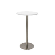 Rapidline Circular Dry Bar Table with flat Disc Base 600mmD x 1050mmH Natural White Stainlees Steel