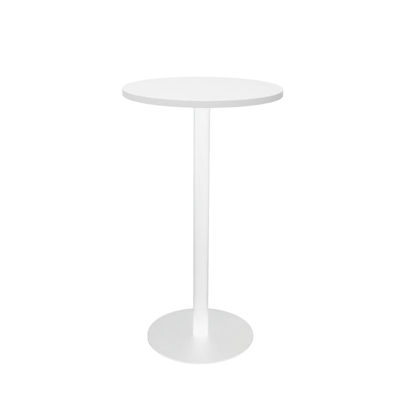 Rapidline Circular Dry Bar Table with flat Disc Base 600mmD x 1050mmH Natural White White