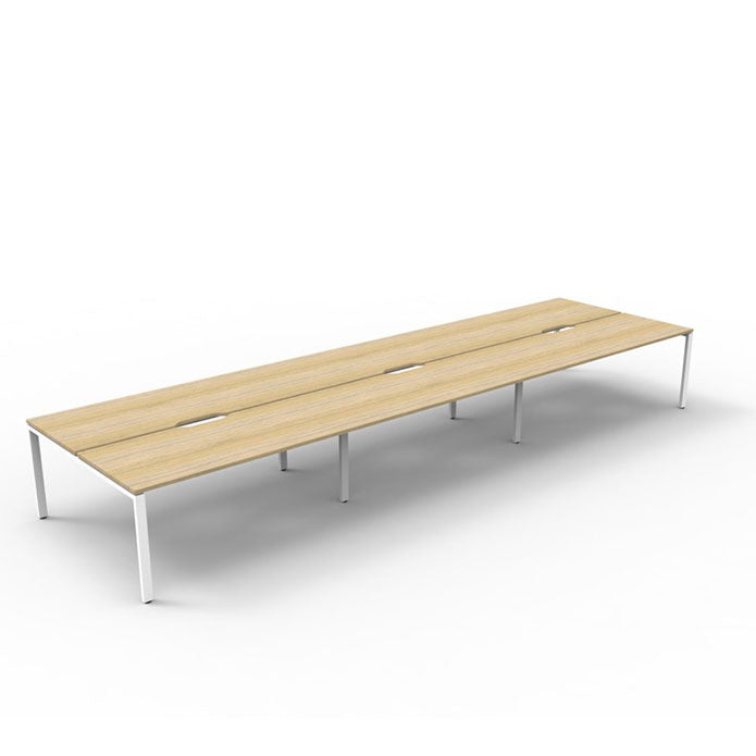 Rapidline Deluxe Profile Leg Double Side Office Desk No Screen Natural Oak White