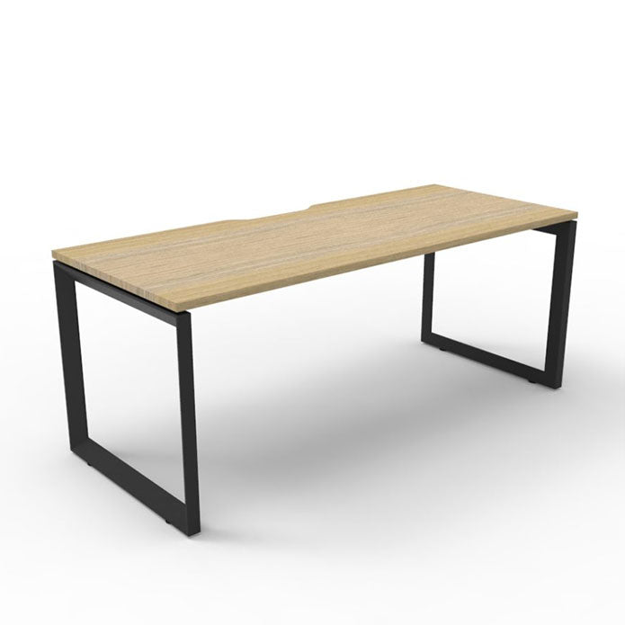 Rapidline Deluxe Loop Leg Single Side Office Desk No Screen Natural Oak Black