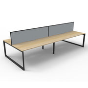 Rapidline Deluxe Loop Leg Double Side Office Desk With Screen Natural Oak Black