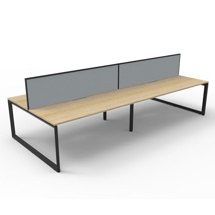 Rapidline Deluxe Loop Leg Double Side Office Desk With Screen Natural Oak Black