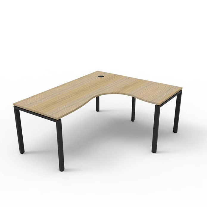 Rapidline Deluxe Profile Leg Corner Desk Natural Oak Black